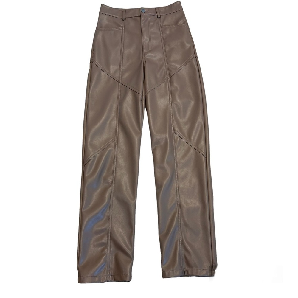Dynamite Gisele utility deep taupe faux leather pleather vegan pants Sz 4 NWT